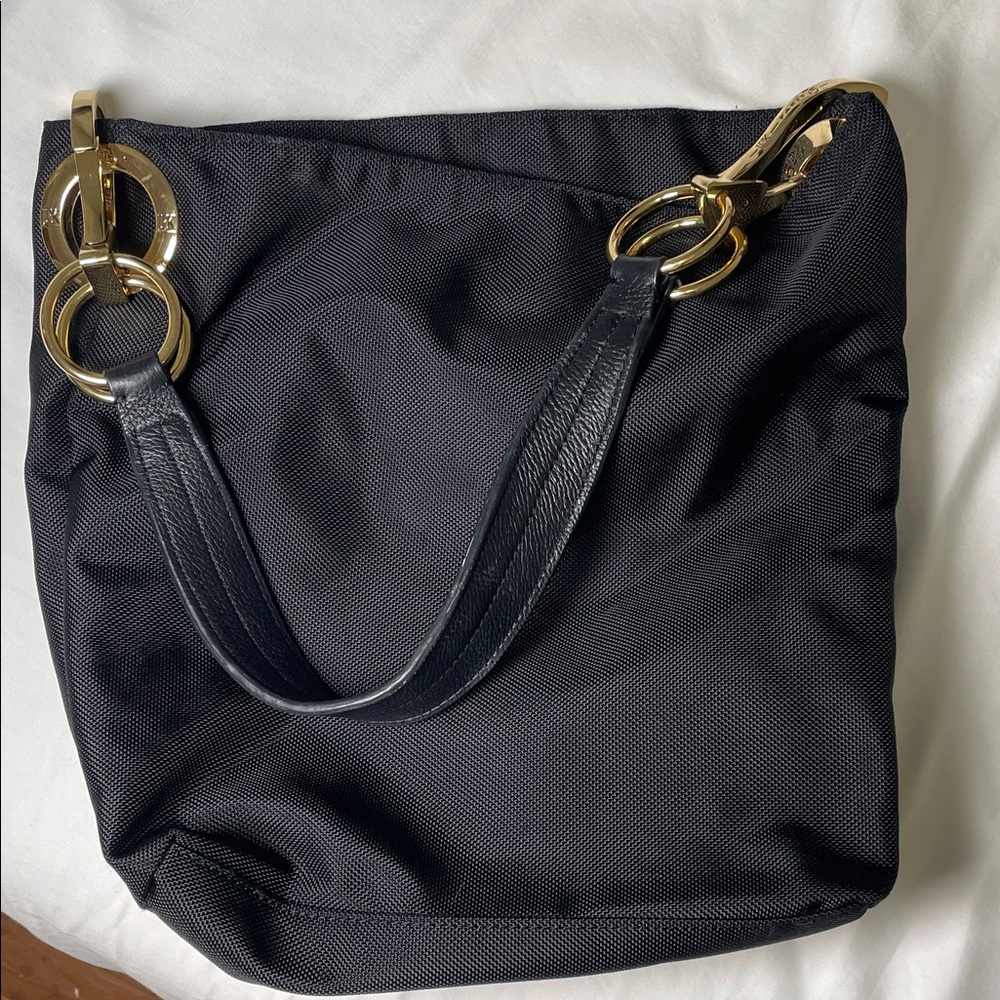 JPK Paris Black Shoulder Tote with Gold Ring Hardware, new condition